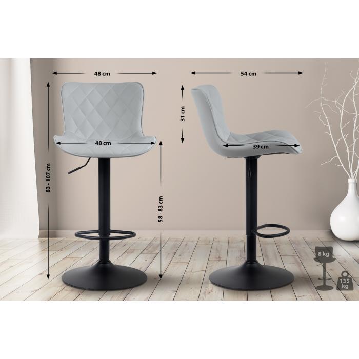2er Set Barhocker HLO-CP254 Kunstleder ~ grau