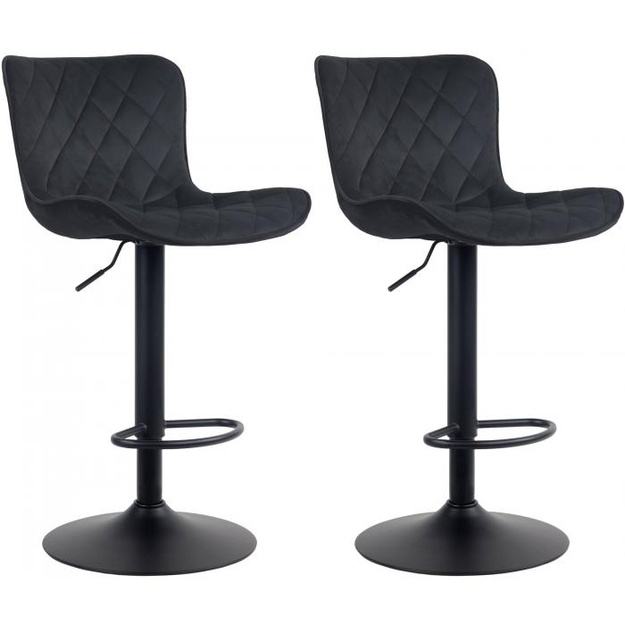 2er Set Barhocker HLO-CP255 Samt ~ schwarz