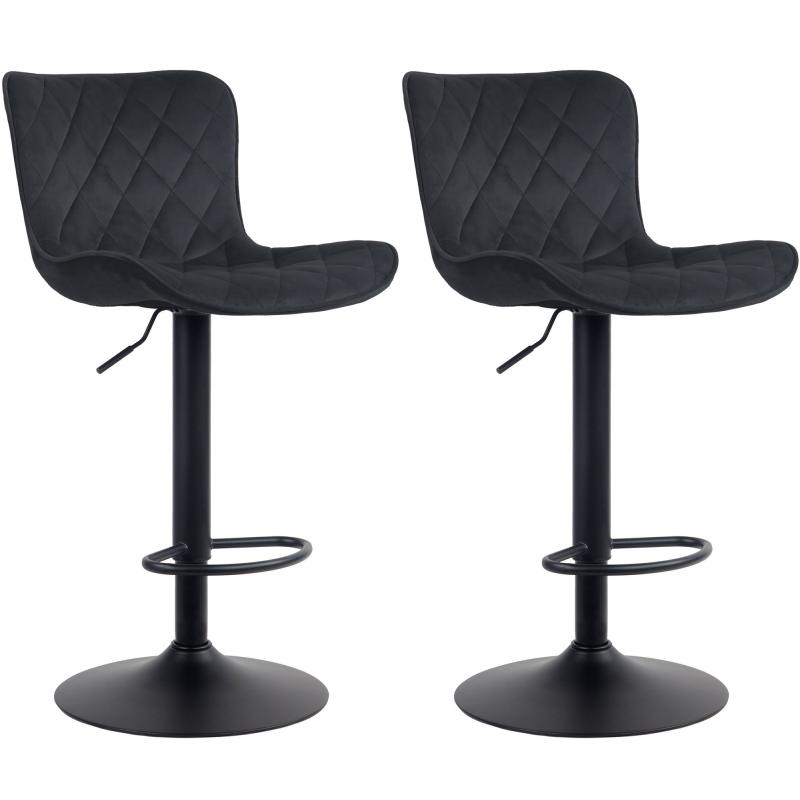 2er Set Barhocker HLO-CP255 Samt ~ schwarz
