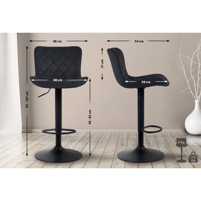2er Set Barhocker HLO-CP255 Samt ~ schwarz