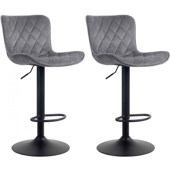 2er Set Barhocker HLO-CP255 Samt ~ dunkelgrau