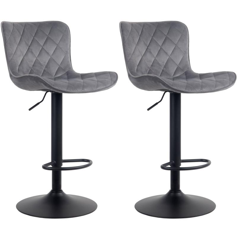 2er Set Barhocker HLO-CP255 Samt ~ dunkelgrau