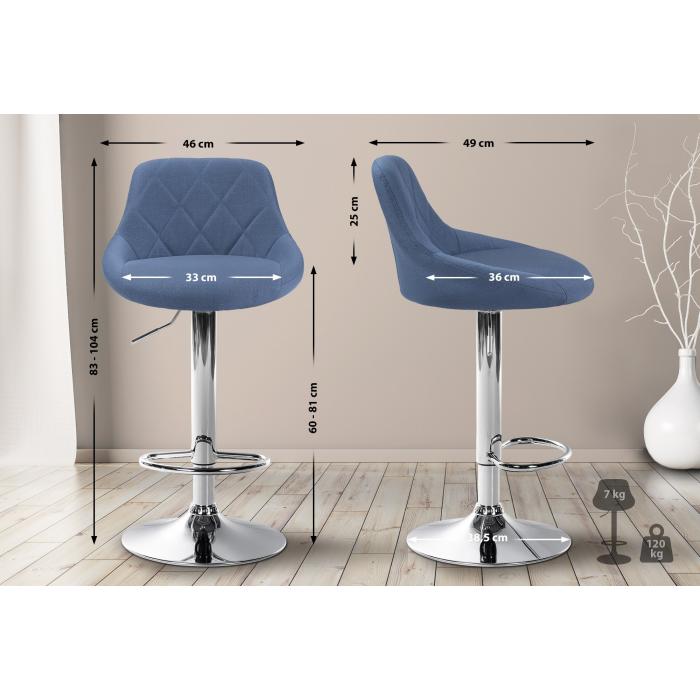Barhocker HLO-CP30 Stoff ~ blau