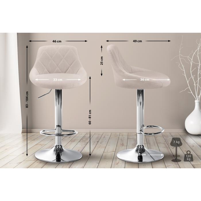 Barhocker HLO-CP30 Stoff ~ creme