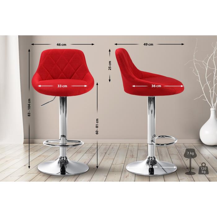 Barhocker HLO-CP30 Stoff ~ rot