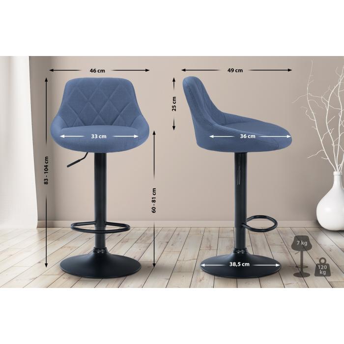 Barhocker HLO-CP30 Stoff schwarz ~ blau