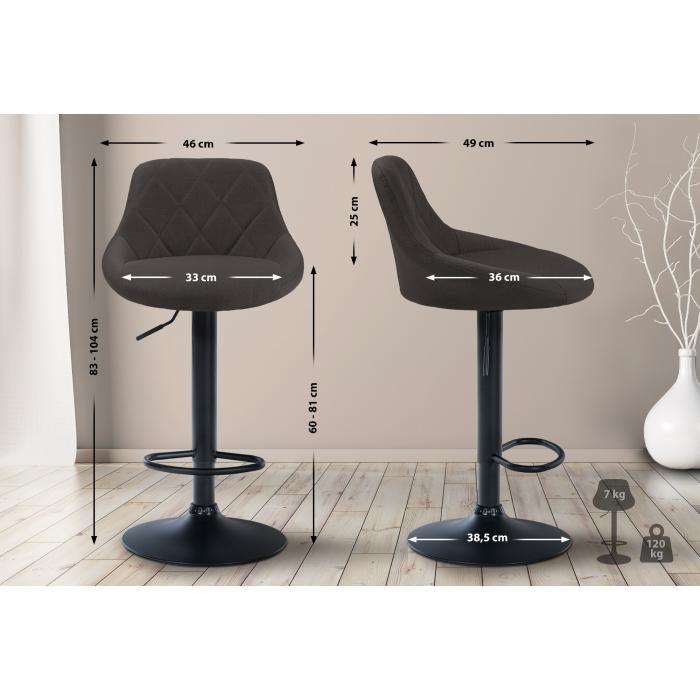 Barhocker HLO-CP30 Stoff schwarz ~ dunkelgrau