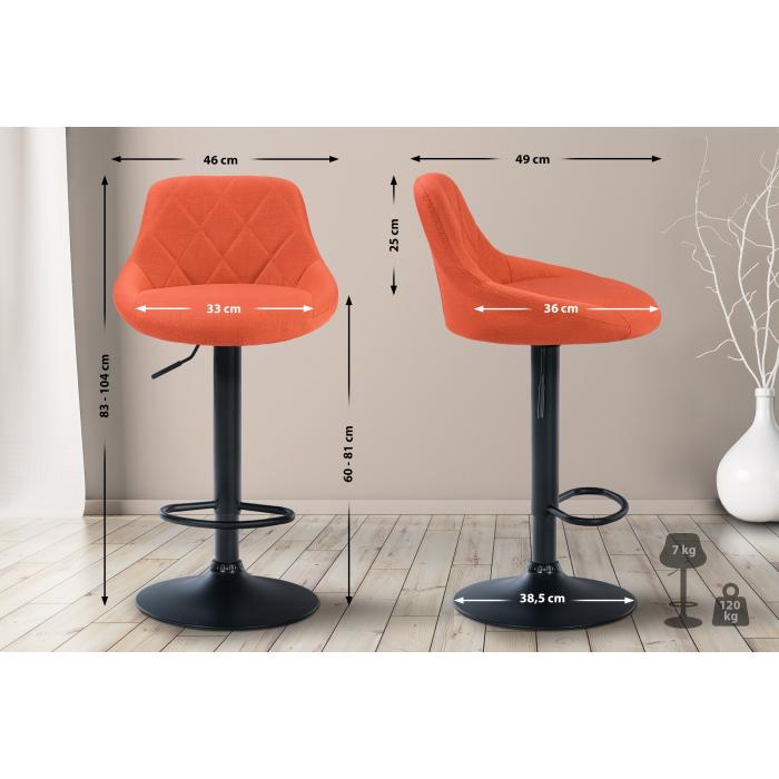 Barhocker HLO-CP30 Stoff schwarz ~ orange