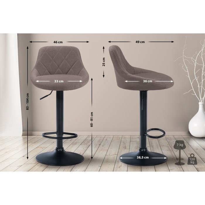 Barhocker HLO-CP30 Stoff schwarz ~ taupe