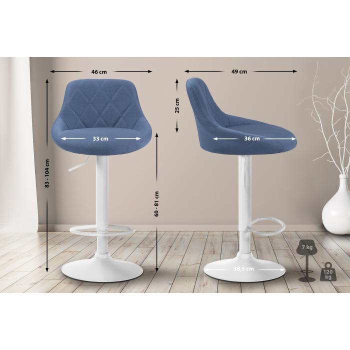 Barhocker HLO-CP30 Stoff wei ~ blau