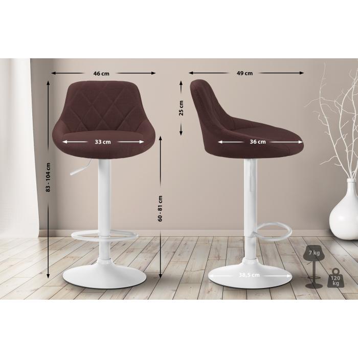 Barhocker HLO-CP30 Stoff wei ~ braun