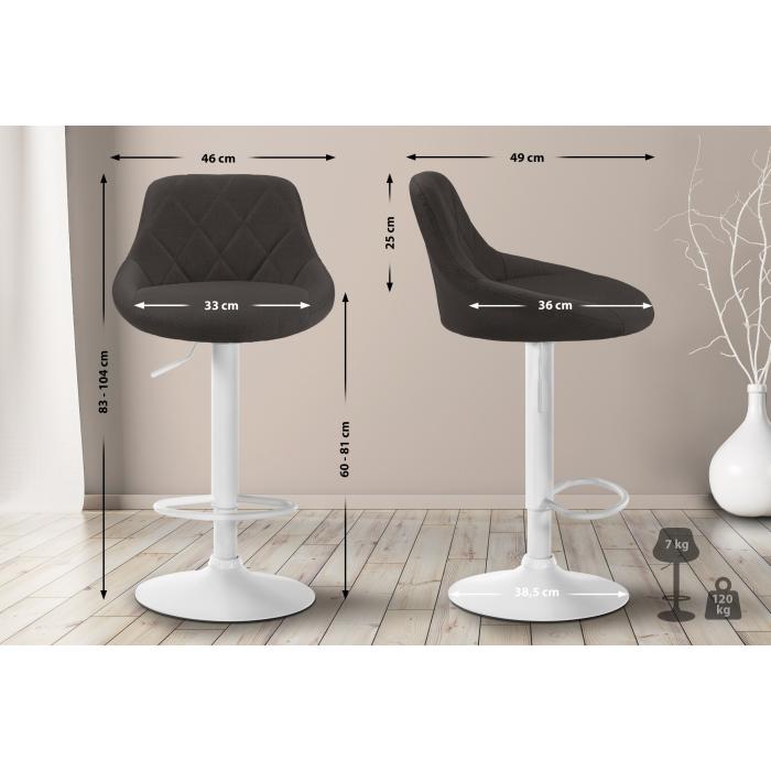 Barhocker HLO-CP30 Stoff wei ~ dunkelgrau