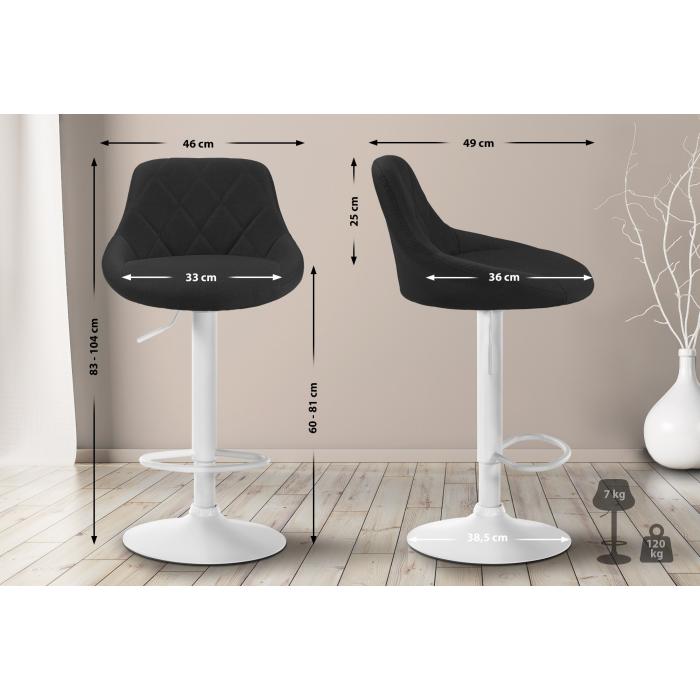 Barhocker HLO-CP30 Stoff wei ~ schwarz