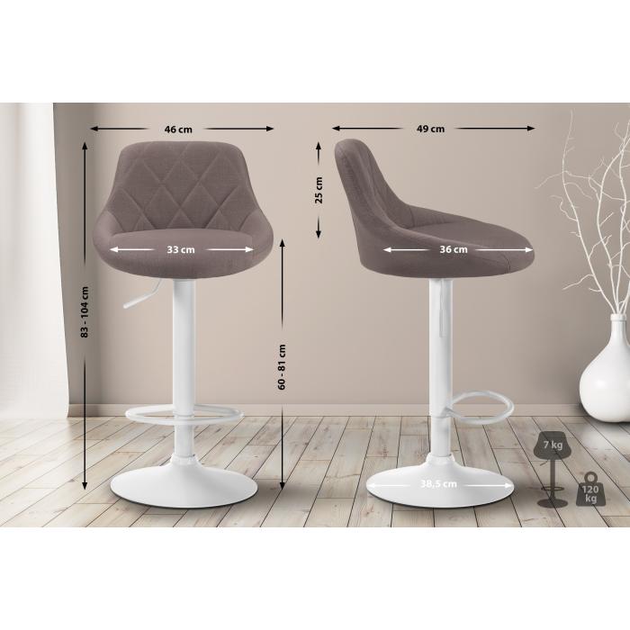 Barhocker HLO-CP30 Stoff wei ~ taupe