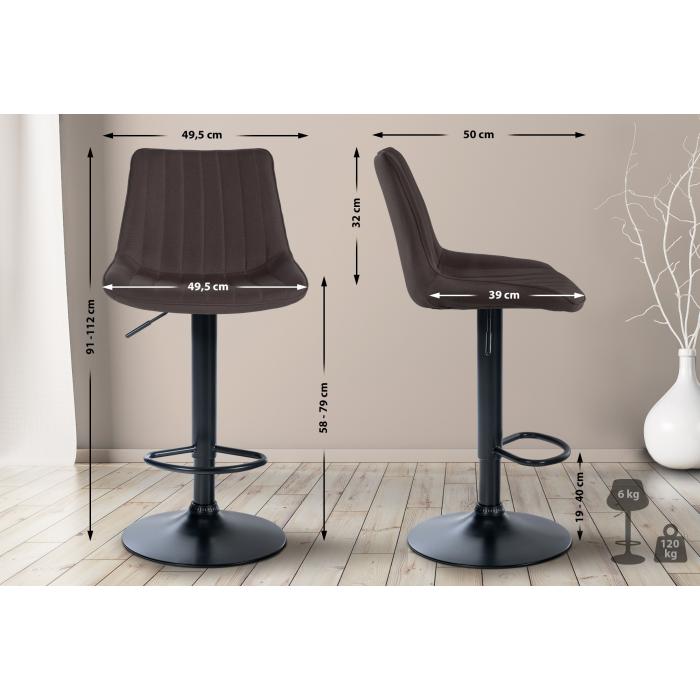 Barhocker HLO-CP295 Stoff schwarz ~ taupe