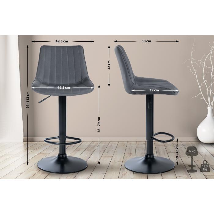 Barhocker HLO-CP295 Stoff schwarz ~ grau