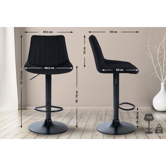 Barhocker HLO-CP295 Stoff schwarz ~ schwarz