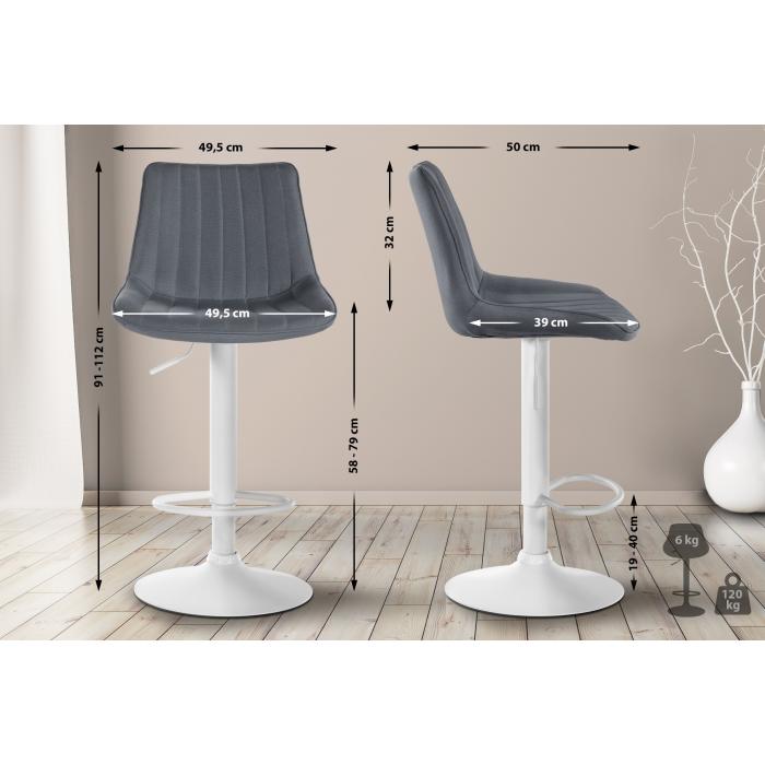Barhocker HLO-CP295 Stoff wei ~ grau