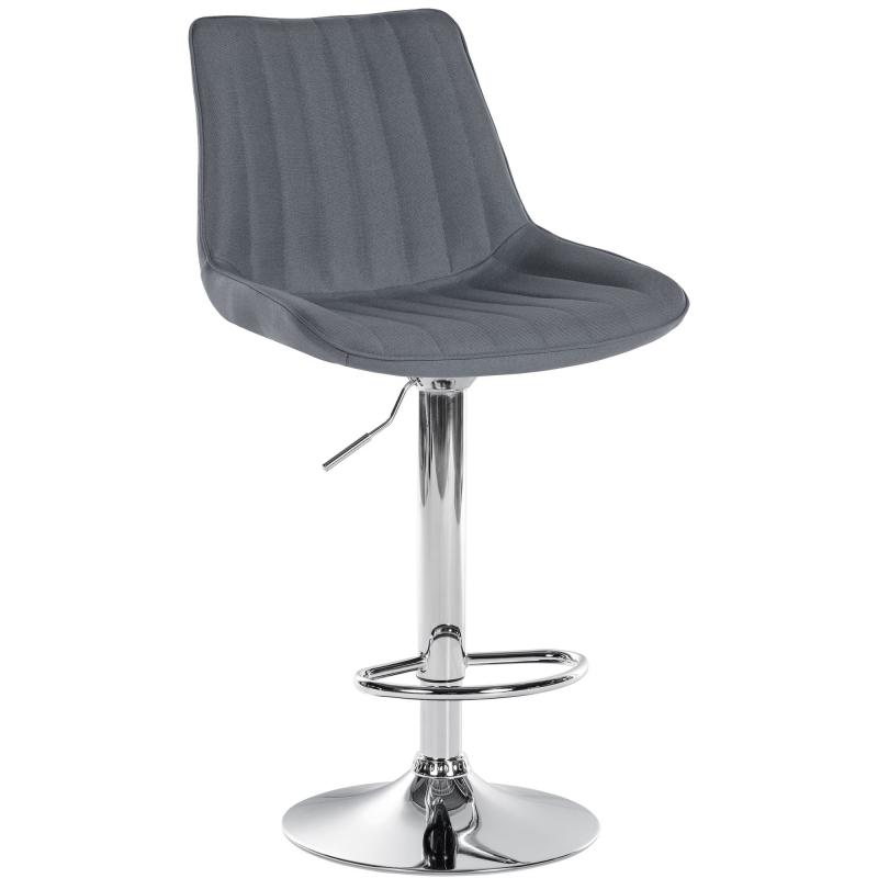 Barhocker HLO-CP295 Stoff chrom ~ grau