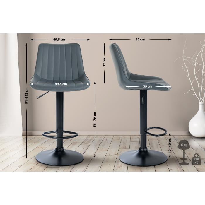 Barhocker HLO-CP294 Kunstleder schwarz ~ grau