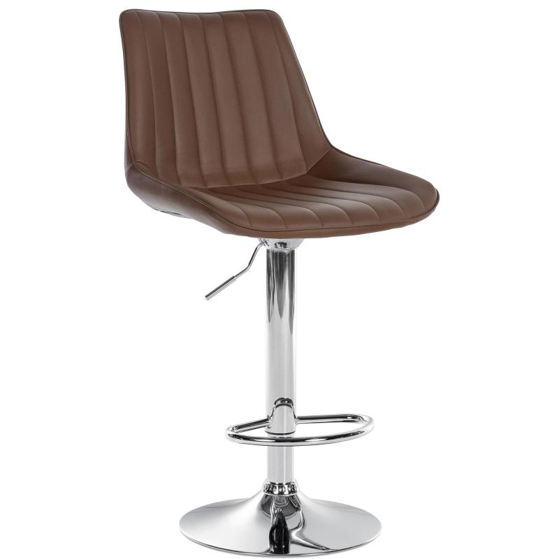Barhocker HLO-CP294 Kunstleder chrom ~ braun