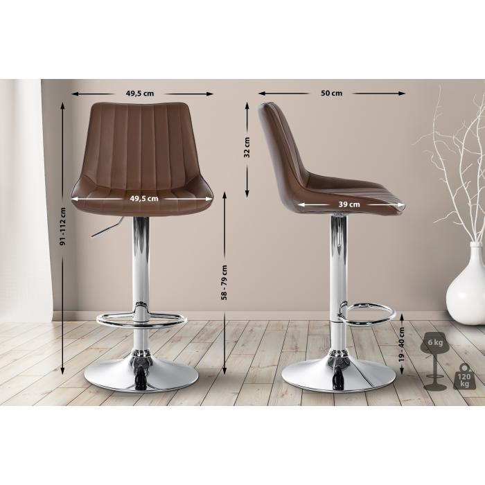 Barhocker HLO-CP294 Kunstleder chrom ~ braun