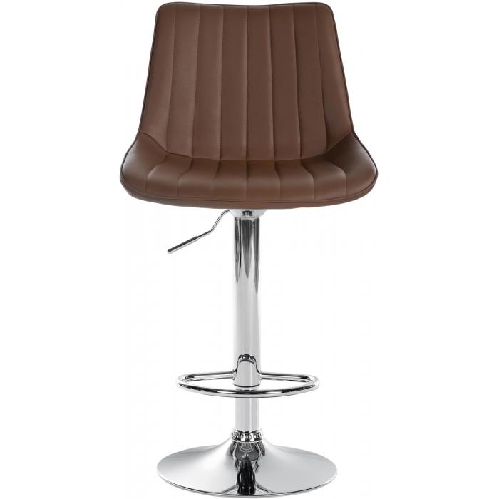 Barhocker HLO-CP294 Kunstleder chrom ~ braun