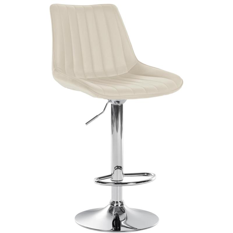 Barhocker HLO-CP294 Kunstleder chrom ~ creme