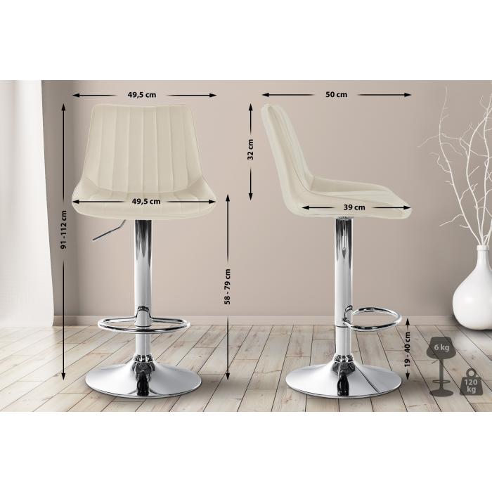 Barhocker HLO-CP294 Kunstleder chrom ~ creme