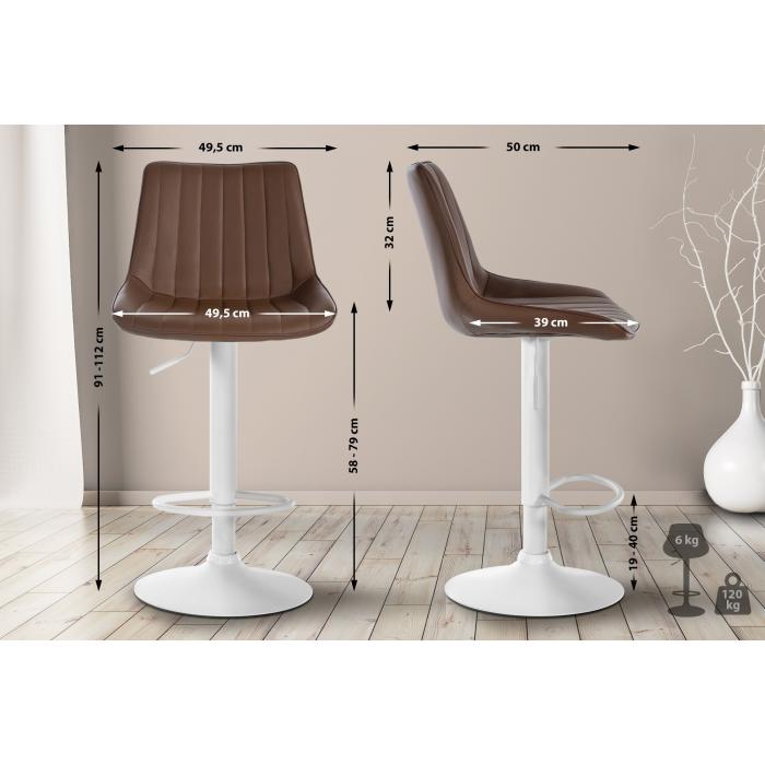 Barhocker HLO-CP294 Kunstleder wei ~ braun