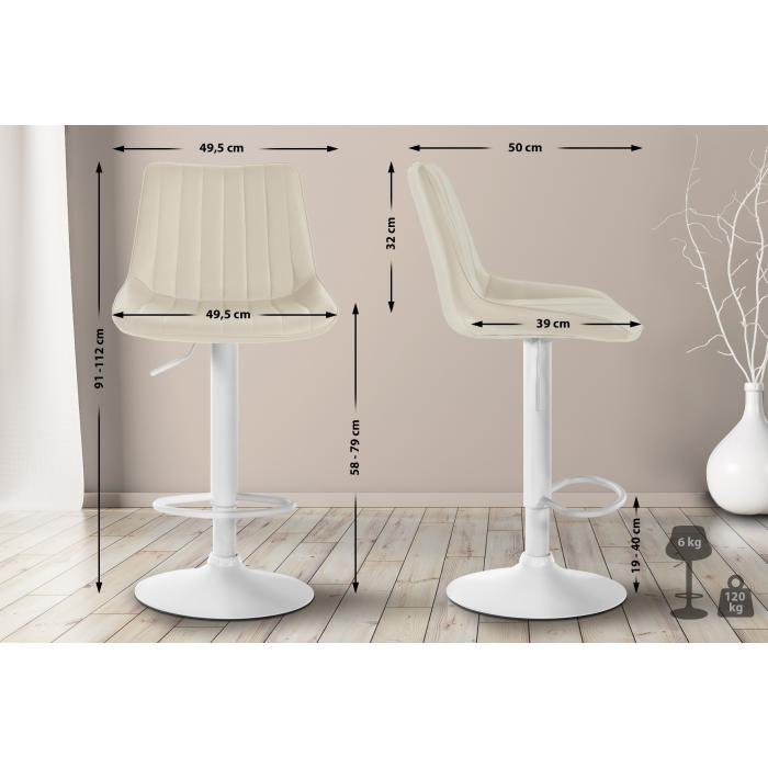 Barhocker HLO-CP294 Kunstleder wei ~ creme