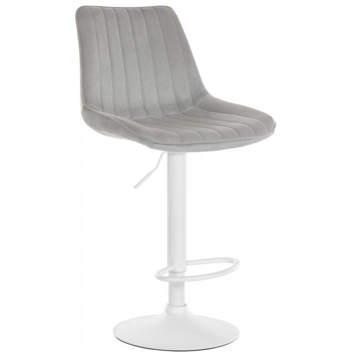 Barhocker HLO-CP296 Samt wei ~ grau