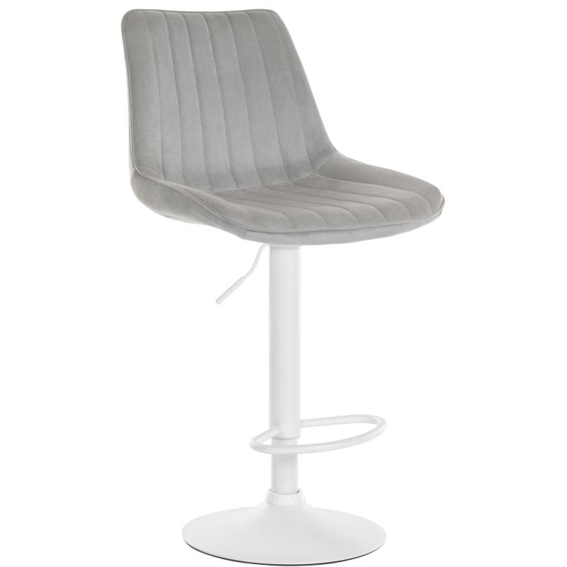 Barhocker HLO-CP296 Samt wei ~ grau