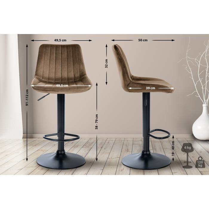 Barhocker HLO-CP296 Samt schwarz ~ braun