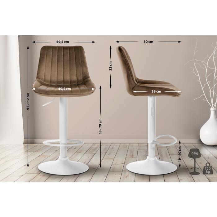 Barhocker HLO-CP296 Samt wei ~ braun