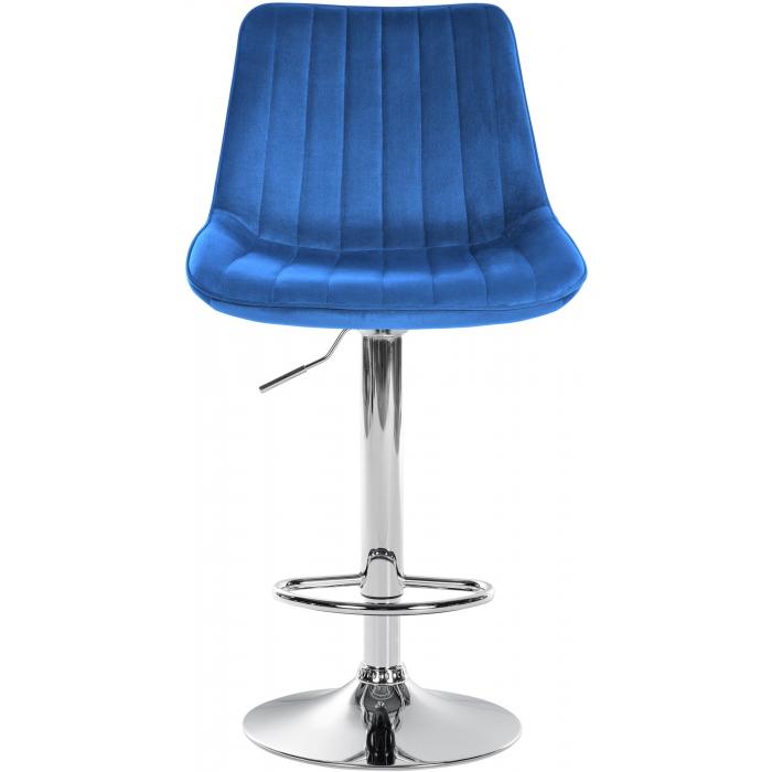 Barhocker HLO-CP296 Samt chrom ~ blau