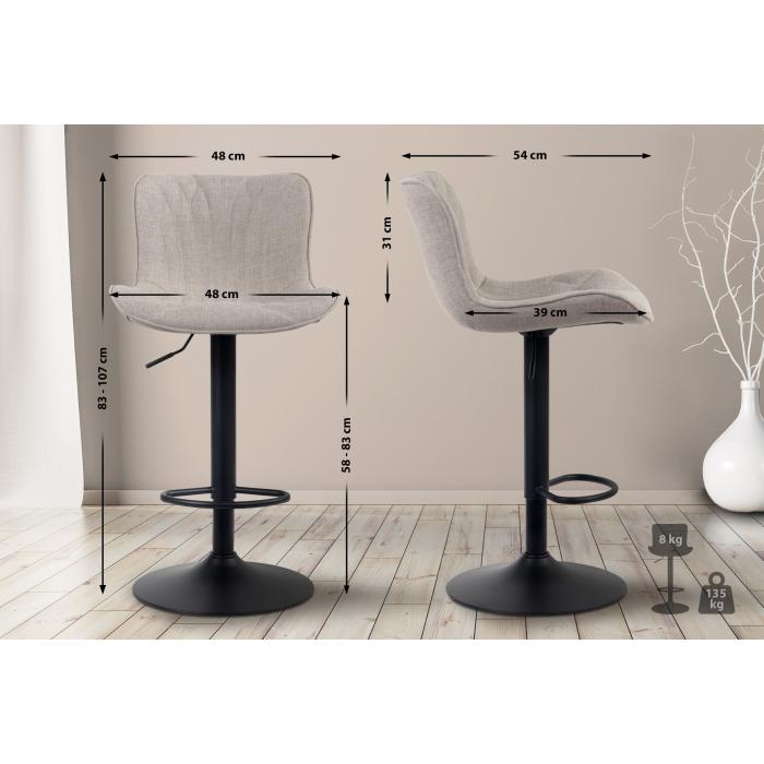 Barhocker HLO-CP271 Stoff ~ taupe