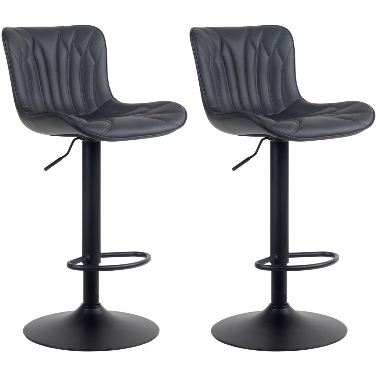 2er Set Barhocker HLO-CP269 Kunstleder ~ schwarz