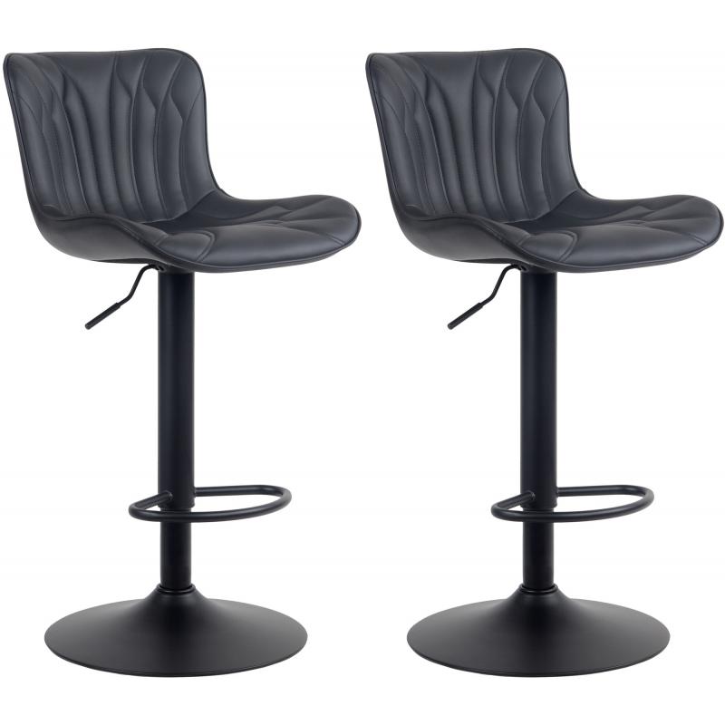 2er Set Barhocker HLO-CP269 Kunstleder ~ schwarz