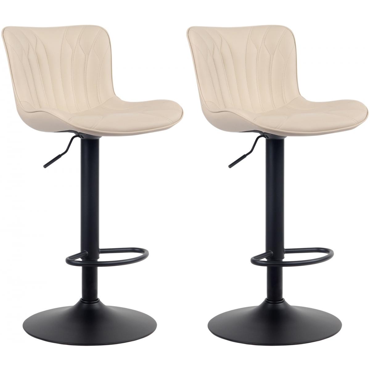 2er Set Barhocker HLO-CP269 Kunstleder ~ creme