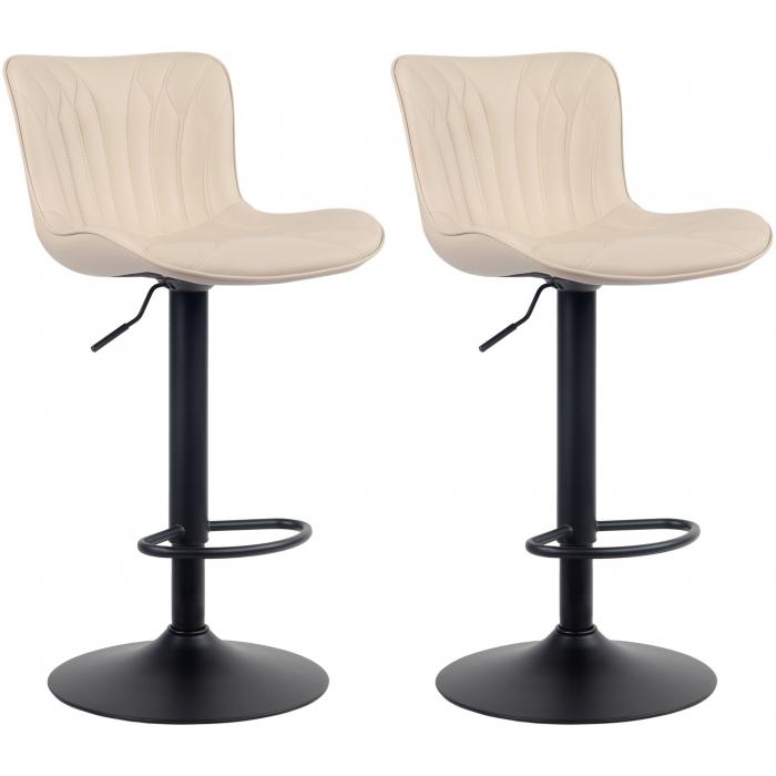 2er Set Barhocker HLO-CP269 Kunstleder ~ creme