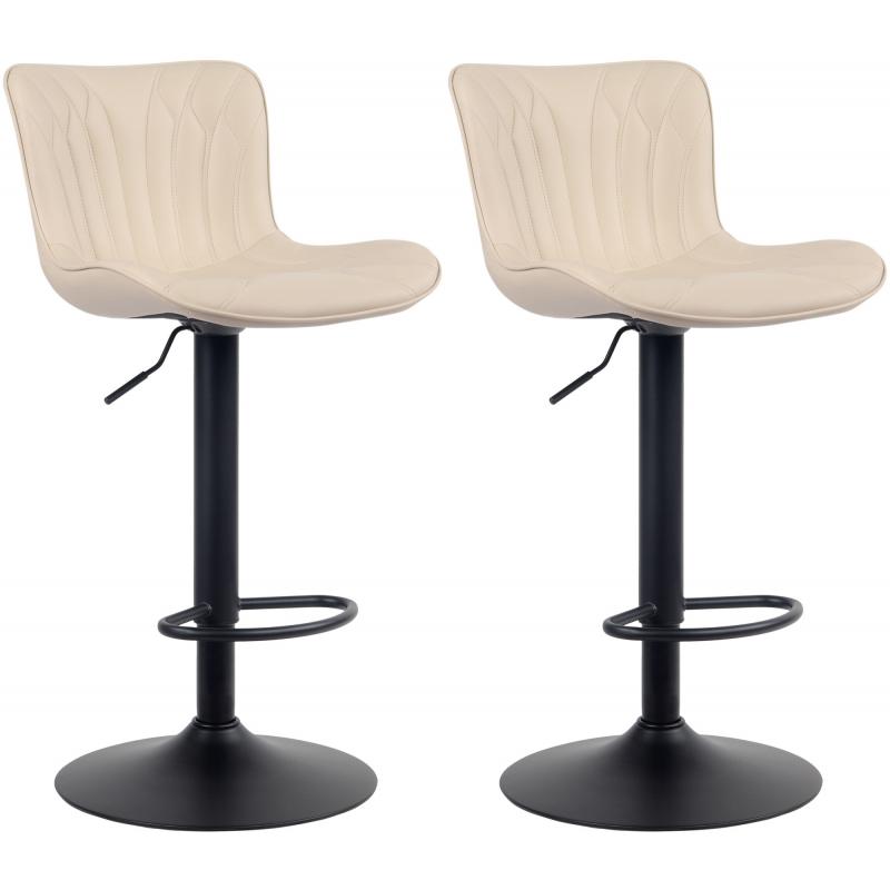 2er Set Barhocker HLO-CP269 Kunstleder ~ creme
