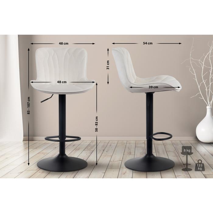 2er Set Barhocker HLO-CP270 Samt ~ creme