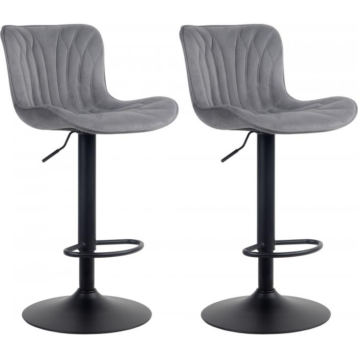 2er Set Barhocker HLO-CP270 Samt ~ dunkelgrau
