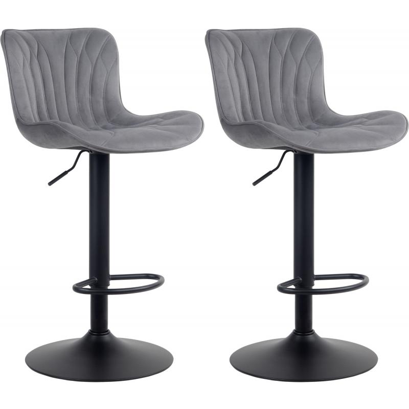 2er Set Barhocker HLO-CP270 Samt ~ dunkelgrau