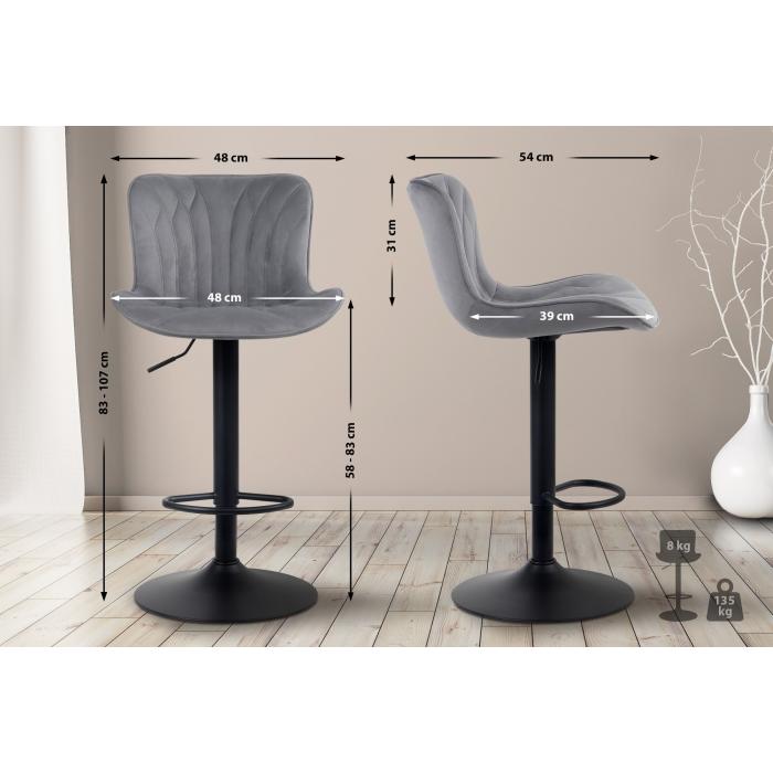 2er Set Barhocker HLO-CP270 Samt ~ dunkelgrau