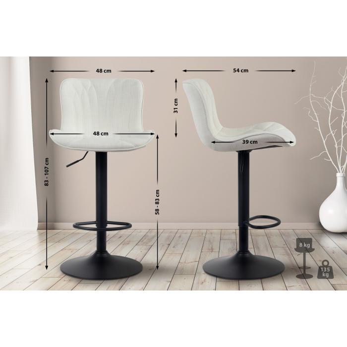 2er Set Barhocker HLO-CP271 Stoff ~ creme