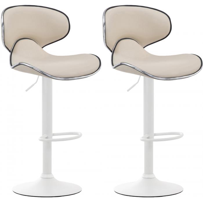 2er Set Barhocker HLO-CP29 V2 Kunstleder wei ~ creme