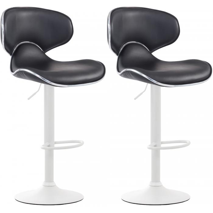 2er Set Barhocker HLO-CP29 V2 Kunstleder wei ~ schwarz