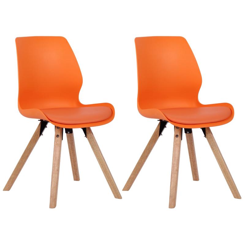 2er Set Stuhl HLO-CP89 Kunststoff ~ orange